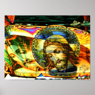 Poster Jésus Christ Halo EFX Warp Invert Coloré