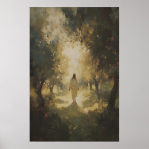 Poster Jésus-Christ marchant à travers un bois sacré