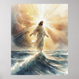 Poster Jésus Christ marche sur l'eau