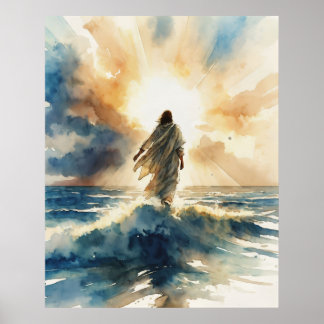 Poster Jésus Christ marche sur l'eau