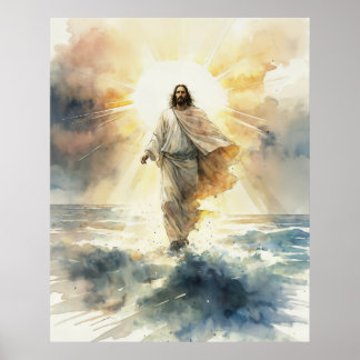 Poster Jésus Christ marche sur l'eau