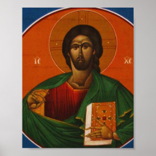 Poster Jésus Christ Orthodoxe peinture d'icône chrétienne