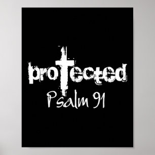 Poster Jesus Christian Design - Dieu Protégé Psaume 91 Bi