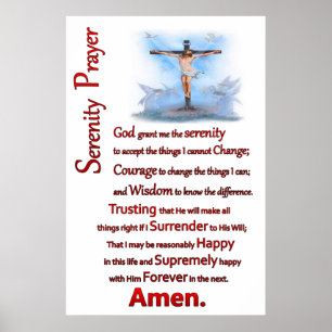 Poster Jésus cloué à une croix de bois la prière de sérén