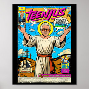 Poster Jésus drôle mème Teenjus Christ foi deuxième venu