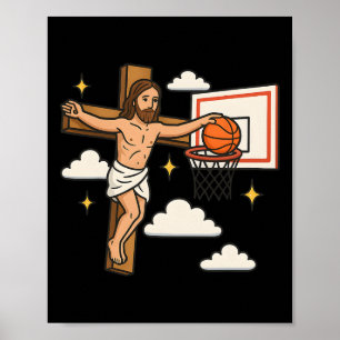 Poster Jesus Dunk Drôle Christianisme Jésus Joue 