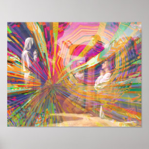 Poster Jésus élève le soleil en pastel au néon de Lazarre