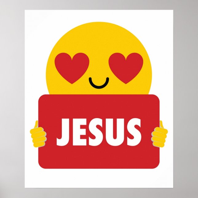 Poster Jésus Emoji Coeur Chemise TShirt Tee (Devant)