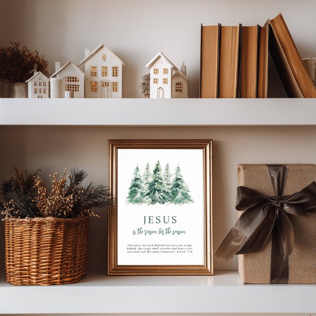 Poster Jésus est la raison de la saison Aquarelle Arbre (Créateur téléchargé)