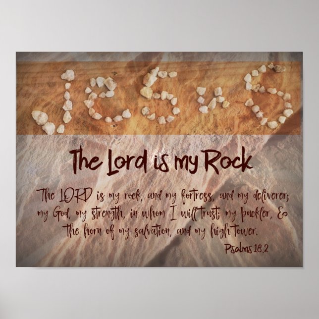 Poster Jésus est mon rocher avec la Bible Verse (Devant)