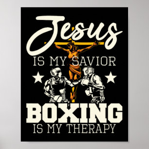 Poster Jésus Est Mon Sauveur Boxe Est Mon Thérapie - Boît