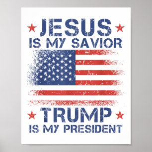 Poster Jésus Est Mon Sauveur Trump Est Mon Président Retr