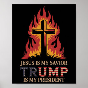 Poster Jésus est mon sauveur Trump mon président Biblique