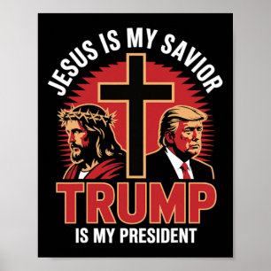 Poster Jésus est mon sauveur Trump mon président chrétien