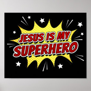 Poster Jésus est mon super-héros Enfants et Foi chrétienn