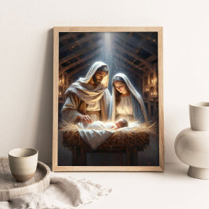Poster Jésus est né, Peinture chrétienne, Noël chrétien