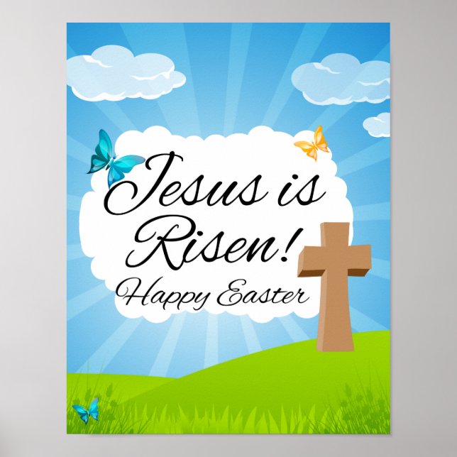 Poster Jésus est ressuscité, Pâques chrétiennes (Devant)