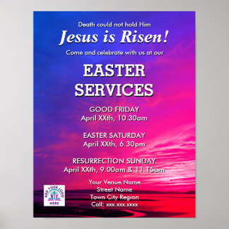 Poster JÉSUS EST RISEN Easter Church Services Invitation