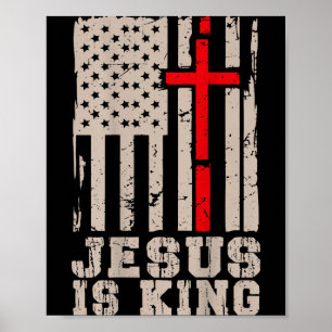 Poster Jésus Est Roi Christ Seigneur Patriotique Chrétien