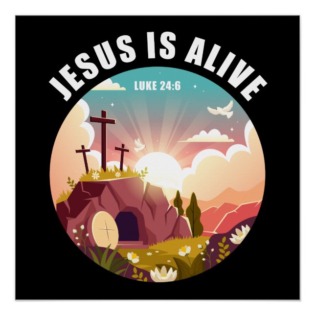 Poster Jésus est vivant Résurrection Foi chrétienne Pâque (Devant)