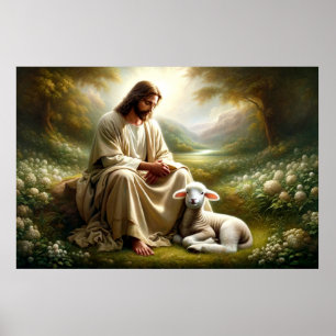 Poster Jésus et Agneau