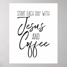Poster Jésus et café