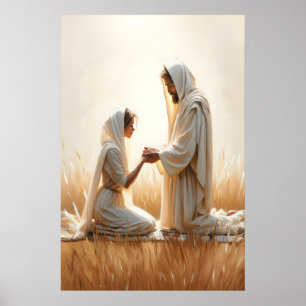 Poster Jésus et femme agenouillée Jésus et femme Guérison