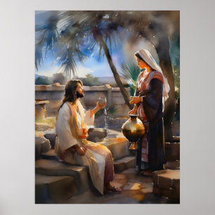 Poster Jésus Et La Femme Samaritaine À Bien