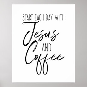 Poster Jésus et le café