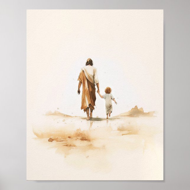 Poster Jésus et l'enfant - Christian Digital Print Art (Devant)