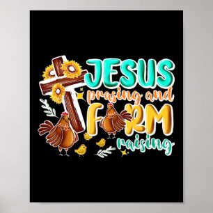 Poster Jésus Félicitant Et Élevage Agricole Poulet Chr