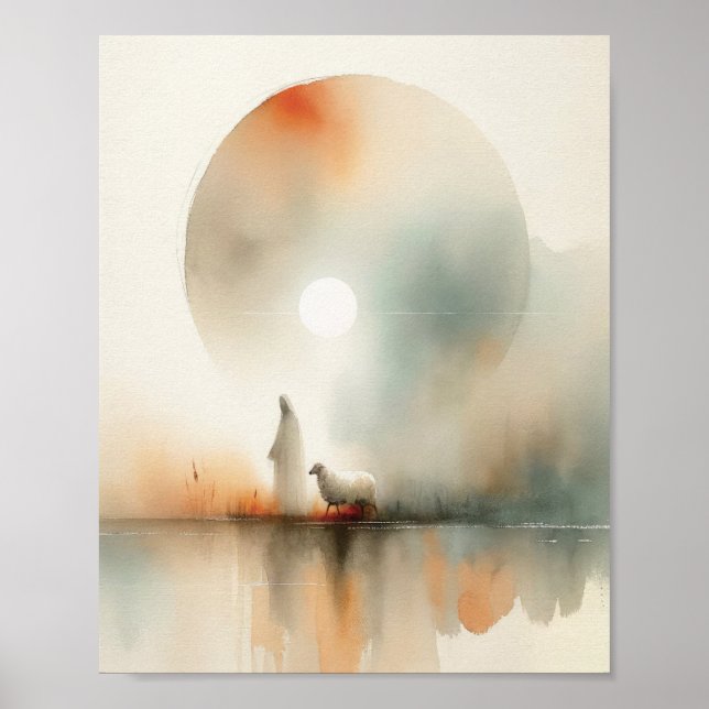 Poster Jésus Feuille les 99 - Parabole du mouton perdu (Devant)