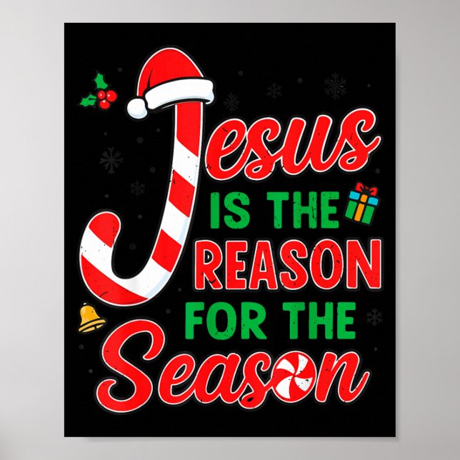 Poster Jesus Is Reason For Season Christian Christmas Pjs (Devant)
