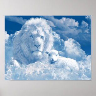 POSTER JÉSUS L'AGNEAU ET JÉSUS LE LION