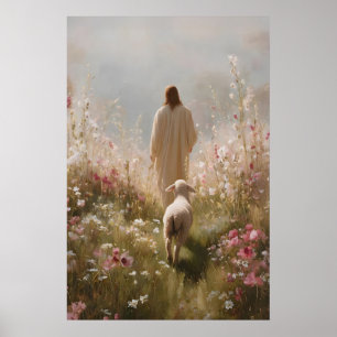 Poster Jésus laisse les 99 Le Bon Berger Brebis perdue