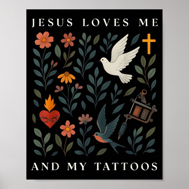 Poster Jesus Loves Me And My Tattoos  (Devant)
