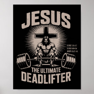 Poster Jésus l'Ultime Deadlifter Muscle Kid Drôle Chr