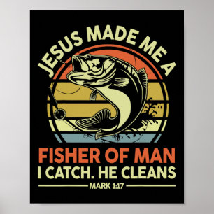 Poster Jésus m'a fait pêcheur d'homme drôle B Papa chréti