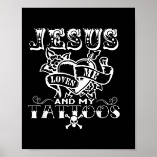 Poster Jésus M'aime & ; Mes tatouages Christian Jesus