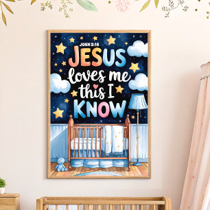 Poster Jésus m'aime Boho Christian Nursery Wall Art