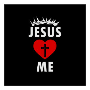 Poster Jésus m'aime chrétien religieux