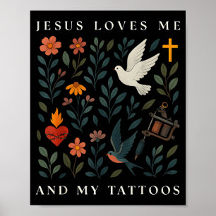 Poster Jésus m'aime et mes tatouages