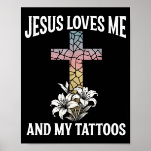 Poster Jésus m'aime et mes tatouages _1
