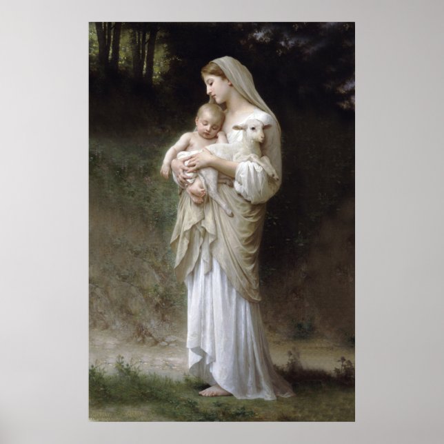 Poster Jésus, Marie et l'agneau grand. (Devant)