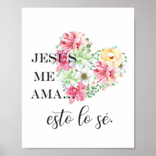 Poster Jésus moi ama esto lo se fleurs coeur