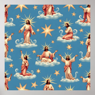 Poster Jésus Motif sans Seamless Religion Cadeau Christia