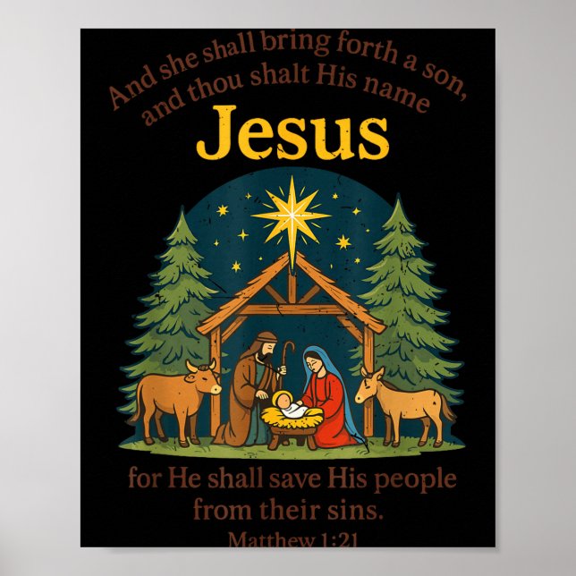 Poster Jesus Nativity Christian Christmas Bible Pjs Toddl (Devant)