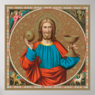 Poster Jésus qui maintient l'Eucharistie (SNV 050)