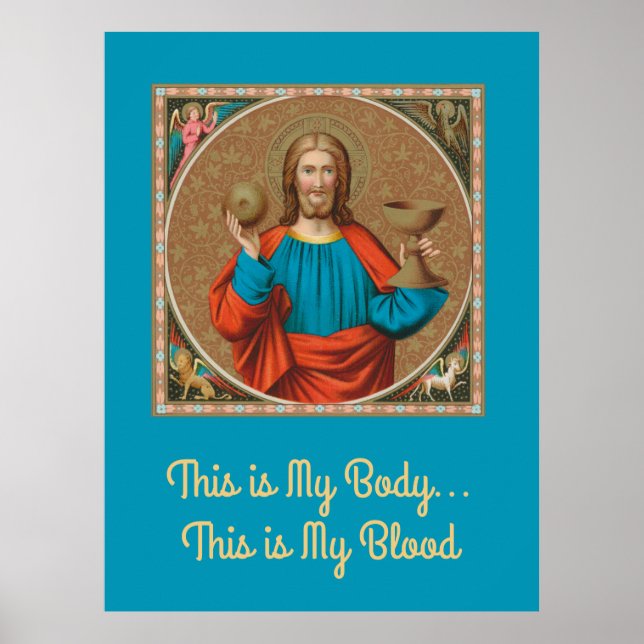 Poster Jésus qui maintient l'Eucharistie (SNV 050) (Devant)
