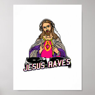 Poster Jesus Raves Christmas EDM Music X-Mas Party Christ